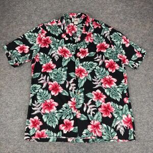Vintage Evergreen Island Hawaiian Shirt Floral Hibiscus Mens Medium M